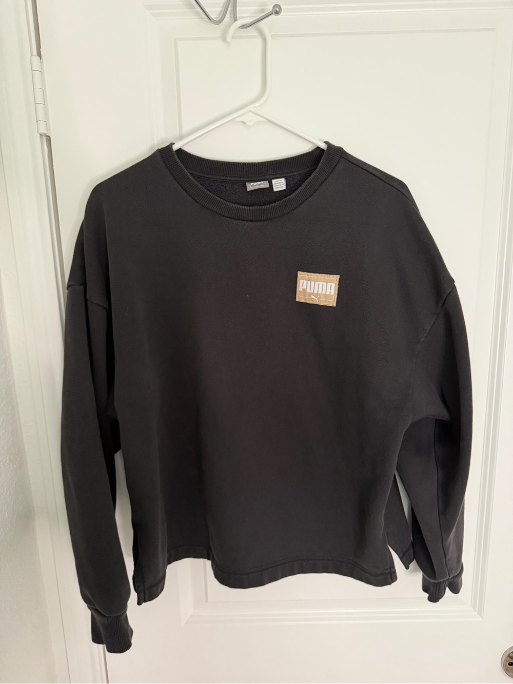 Puma Black Crew Sweatshirt with Tan Logo Patch